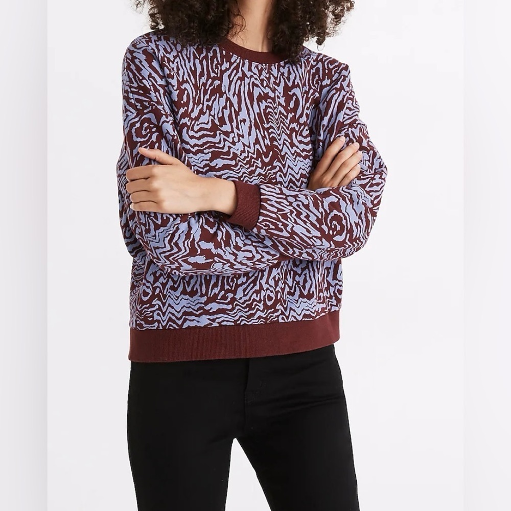 Madewell Top MadewellSourced Cotton Oversized Sweatshirt in Tigerized Print Sz S